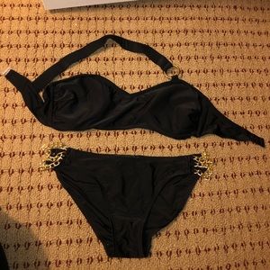 Medium black bikini with gold detailing